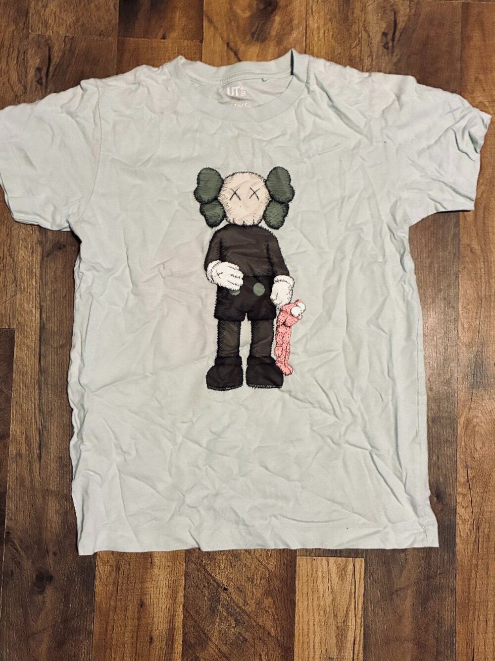 KAWS x Uniqlo Companion BFF T Shirt Light Blue Green Pink Plush Kids Sz 11-12